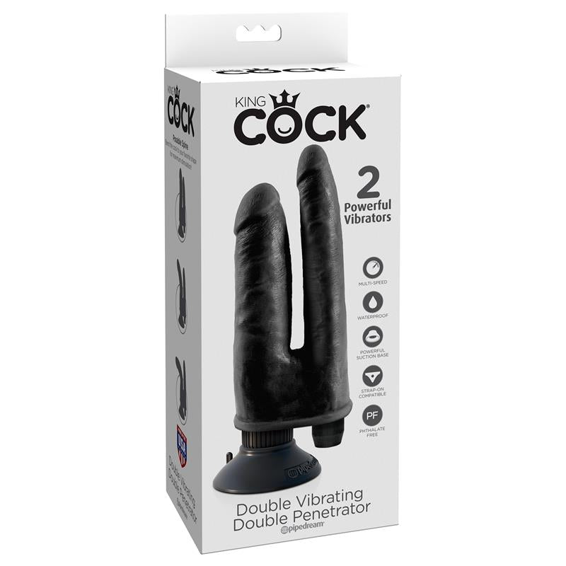 KING COCK - KING COCK DOUBLE VIBRATING DOUBLE PENETRATOR 8 - BLACK