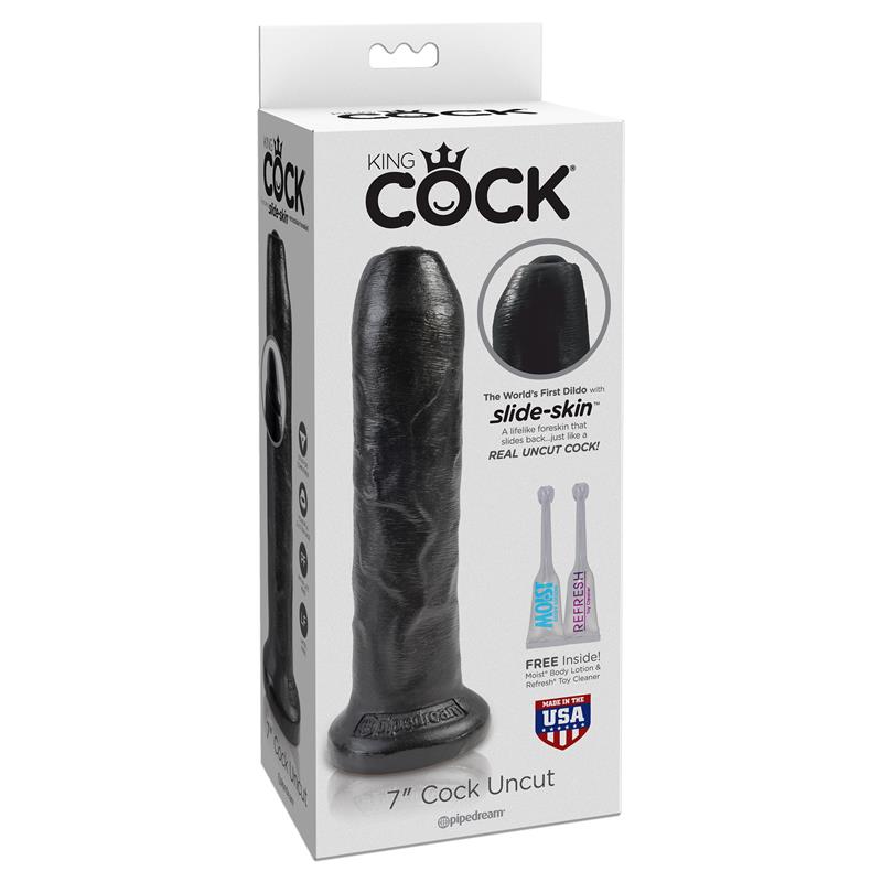 KING COCK - KING COCK REALISTIC DILDO WITH MOVABLE FORESKIN BLACK 7