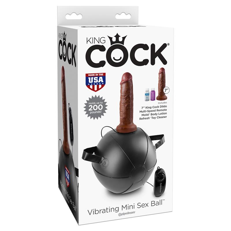 KING COCK - KING COCK VIBRATING MINI SEX BALL WITH 7 DILDO - BROWN