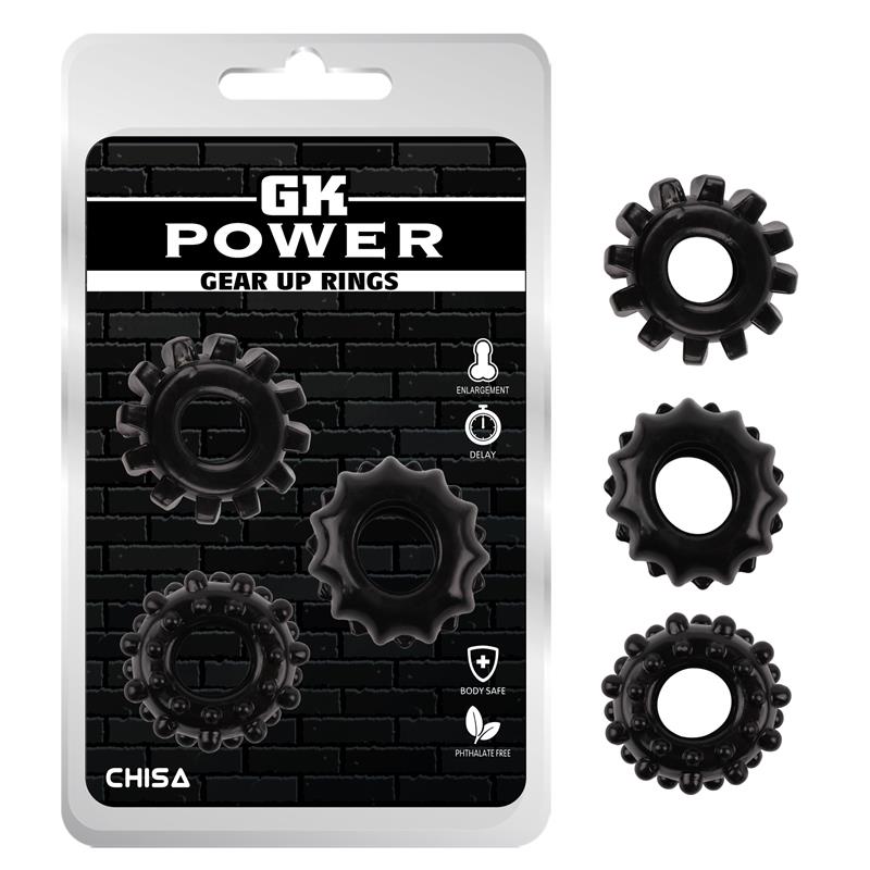 CHISA - KIT 3 COCK RING GEAR UP BLACK