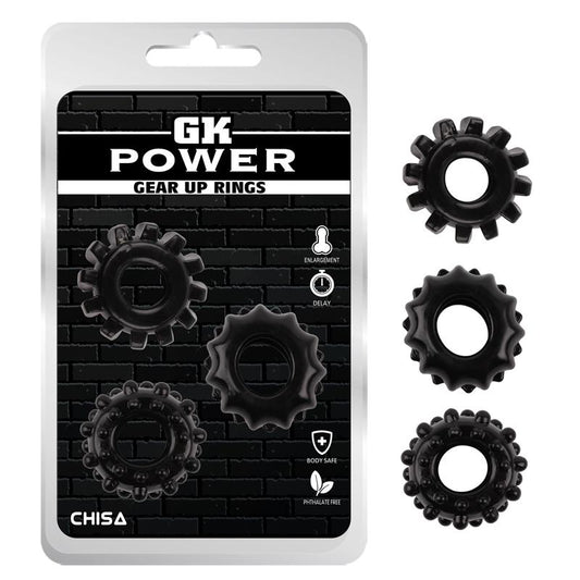 CHISA - KIT 3 COCK RING GEAR UP BLACK