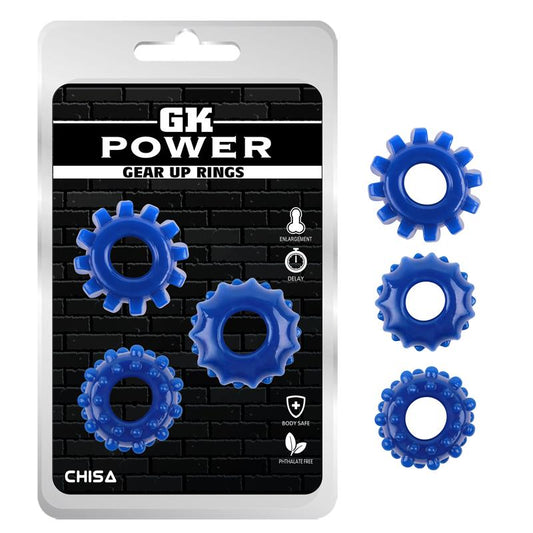 CHISA - KIT 3 COCK RING GEAR UP BLUE