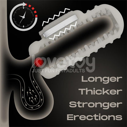 LOVETOY - KNIGHTS RING VIBRATING DUAL PURPOSE SLEEVE WAVY