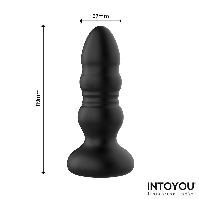 INTOYOU - KRAX BUTT PLUG WITH VIBRATION, THRUSTING, LED LIGHT AND REMOTE