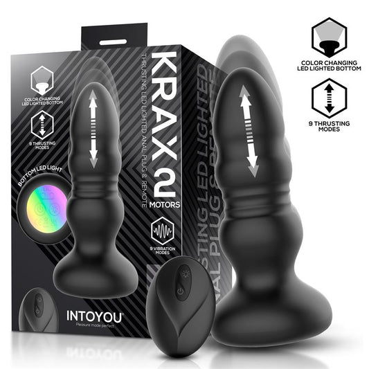 ADDICTED TOYS - ROTATING VIBRATING ANAL PLUG, LED LIGHT REMOTE CONTROL