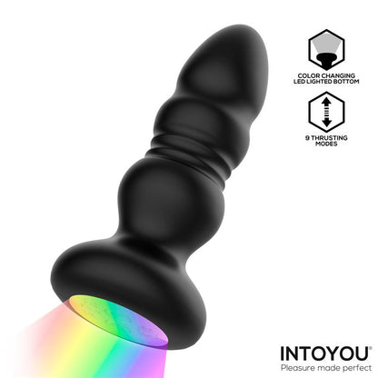 INTOYOU - KRAX BUTT PLUG WITH VIBRATION, THRUSTING, LED LIGHT AND REMOTE