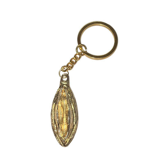 DIVERTY SEX - LABIA-SHAPED METAL KEYCHAIN GOLDEN