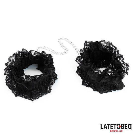 LATETOBED BDSM LINE - LACE ELASTIC ANKLE RESTRAINTS BLACK