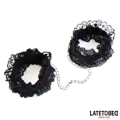 LATETOBED BDSM LINE - LACE ELASTIC ANKLE RESTRAINTS BLACK