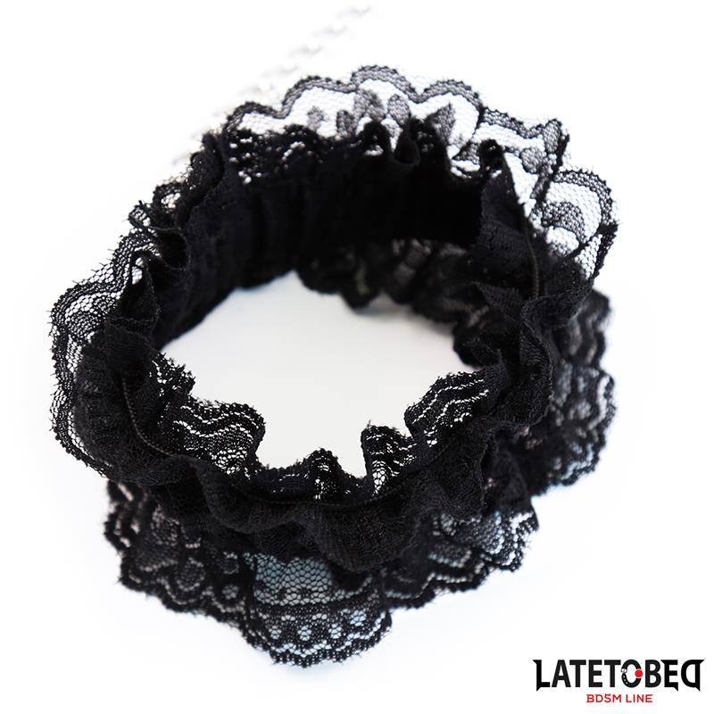 LATETOBED BDSM LINE - LACE ELASTIC ANKLE RESTRAINTS BLACK