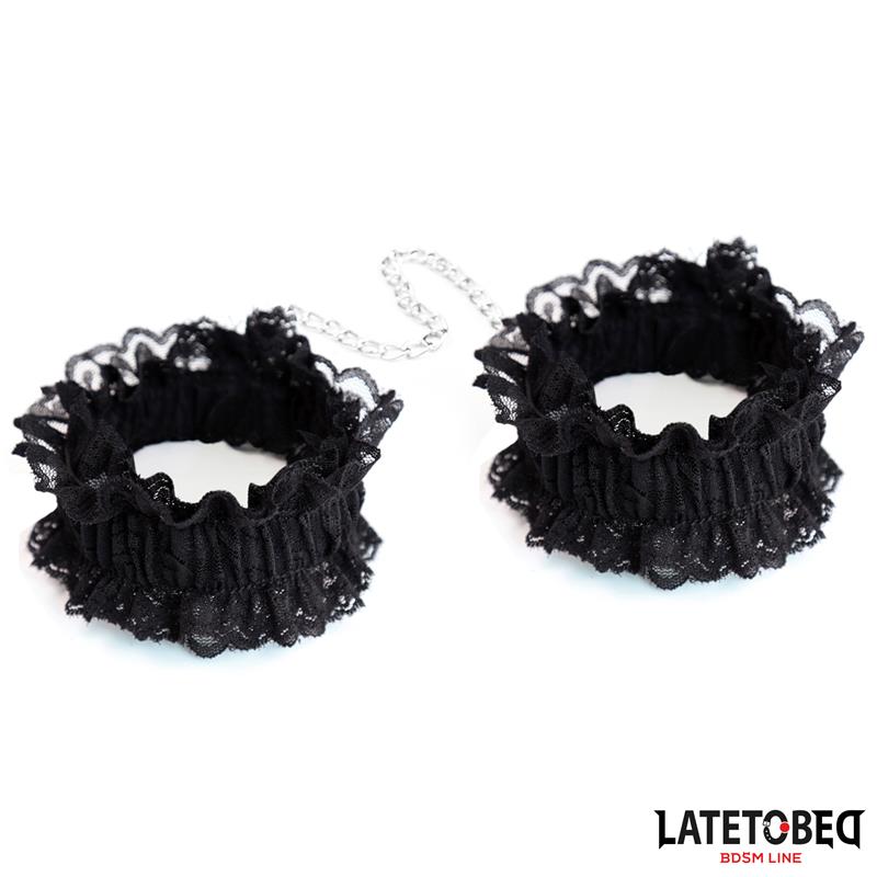 LATETOBED BDSM LINE - LACE ELASTIC WRIST RESTRAINTS BLACK