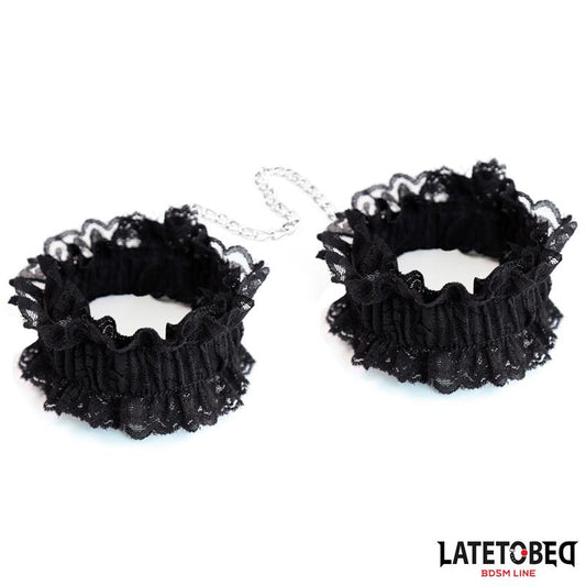 LATETOBED BDSM LINE - LACE ELASTIC WRIST RESTRAINTS BLACK