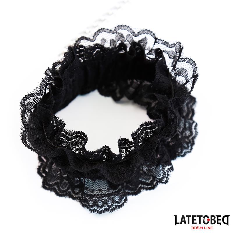 LATETOBED BDSM LINE - LACE ELASTIC WRIST RESTRAINTS BLACK
