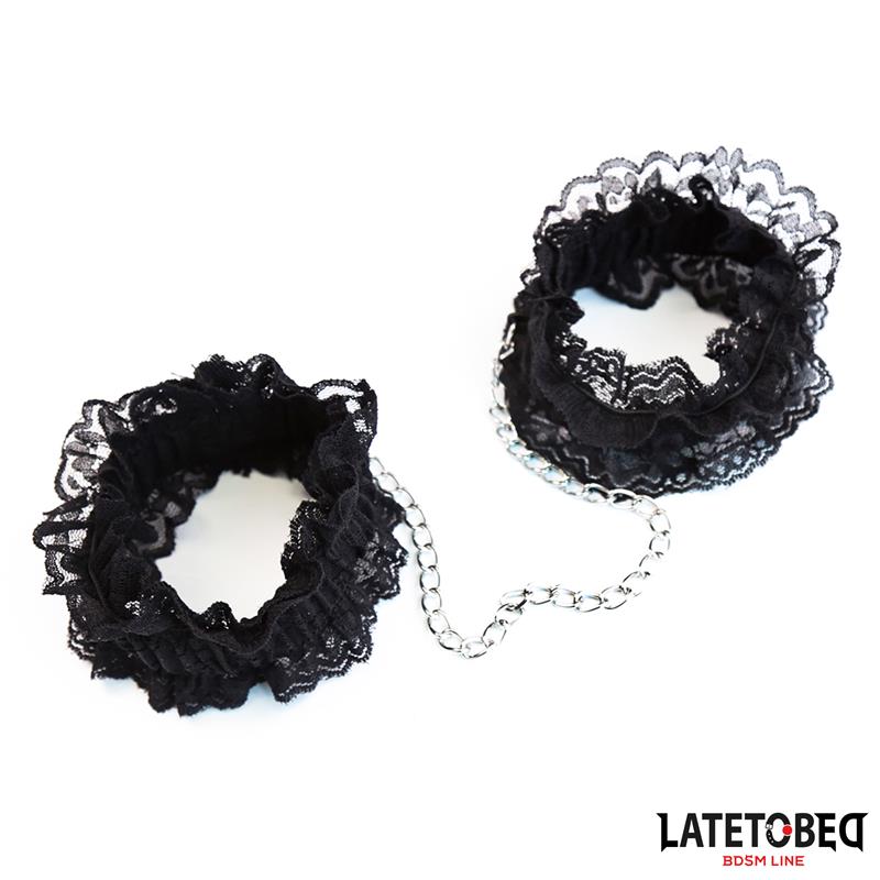 LATETOBED BDSM LINE - LACE ELASTIC WRIST RESTRAINTS BLACK