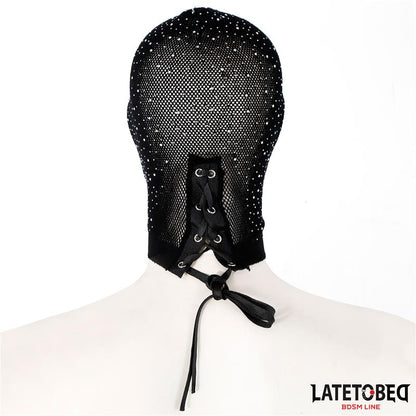 LATETOBED BDSM LINE - LACE HOOD WITH SHINY DIAMONDS