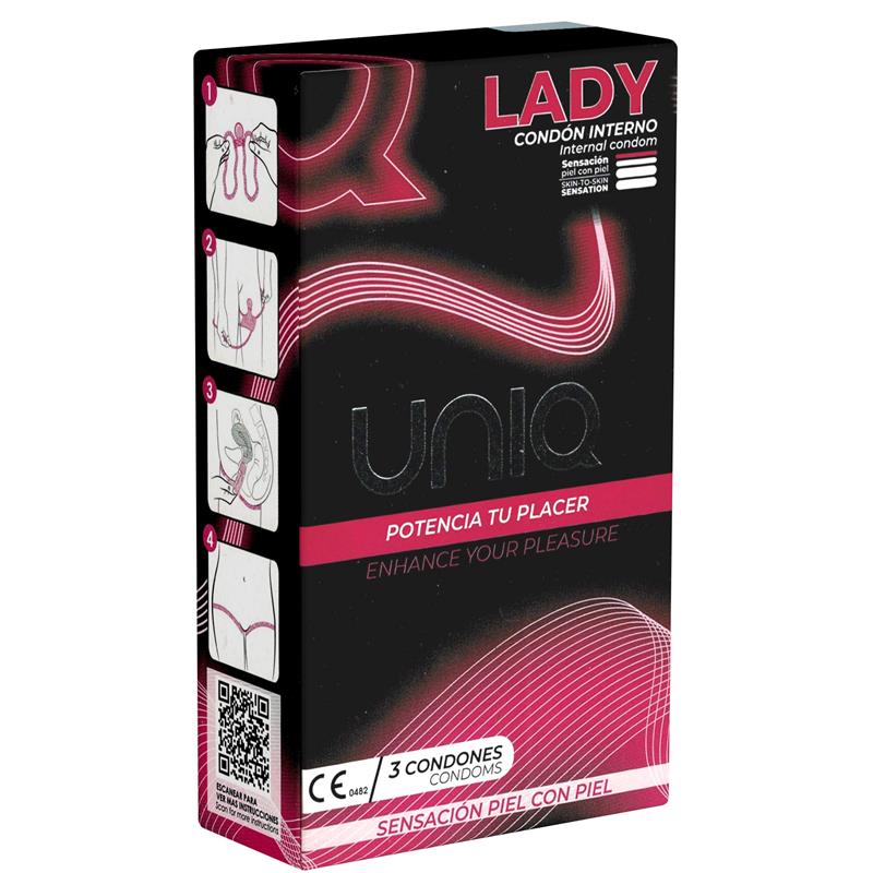 UNIQ - PRESERVATIVOS FEMENINOS LADY SIN LÁTEX 3 UNIDADES