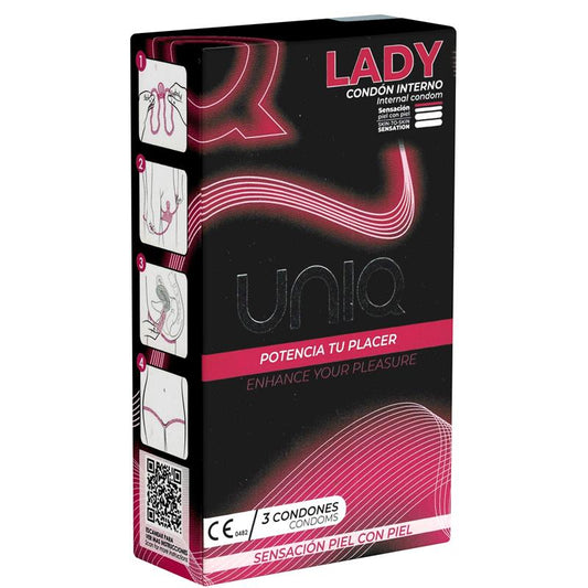 UNIQ - PRESERVATIVOS FEMENINOS LADY SIN LÁTEX 3 UNIDADES