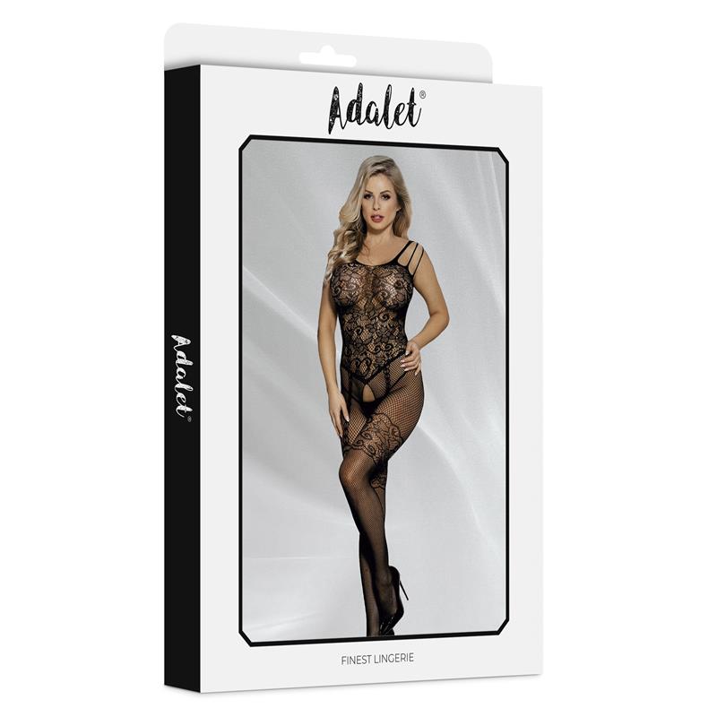 ADALET LINGERIE - LANA BODYSTOCKING OPEN CROTCH AND FLORAL PATTERN