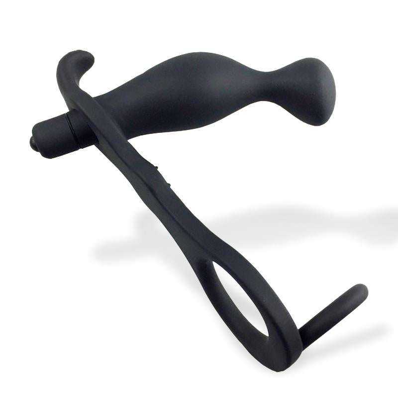 AFTERDARK - LARIMAR VIBRATING ANAL PLUG WITH PENIS AND TESTICLES RING