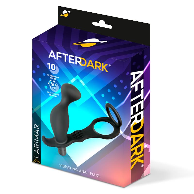 AFTERDARK - LARIMAR VIBRATING ANAL PLUG WITH PENIS AND TESTICLES RING