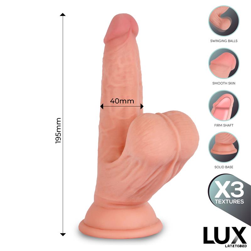 LUX - LARS TRIPLE DENSITY DILDO WITH SWINGING BALLS 7.6