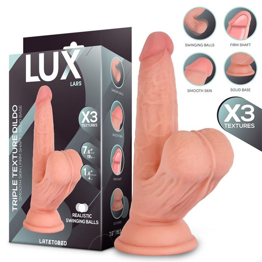 LUX - LARS TRIPLE DENSITY DILDO WITH SWINGING BALLS 7.6