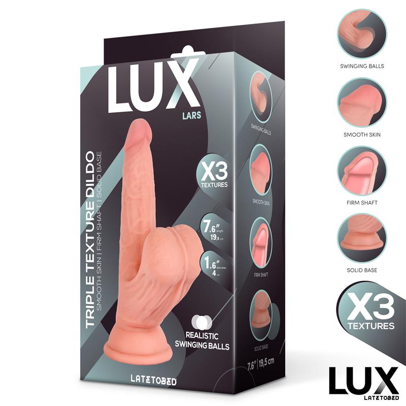 LUX - LARS TRIPLE DENSITY DILDO WITH SWINGING BALLS 7.6