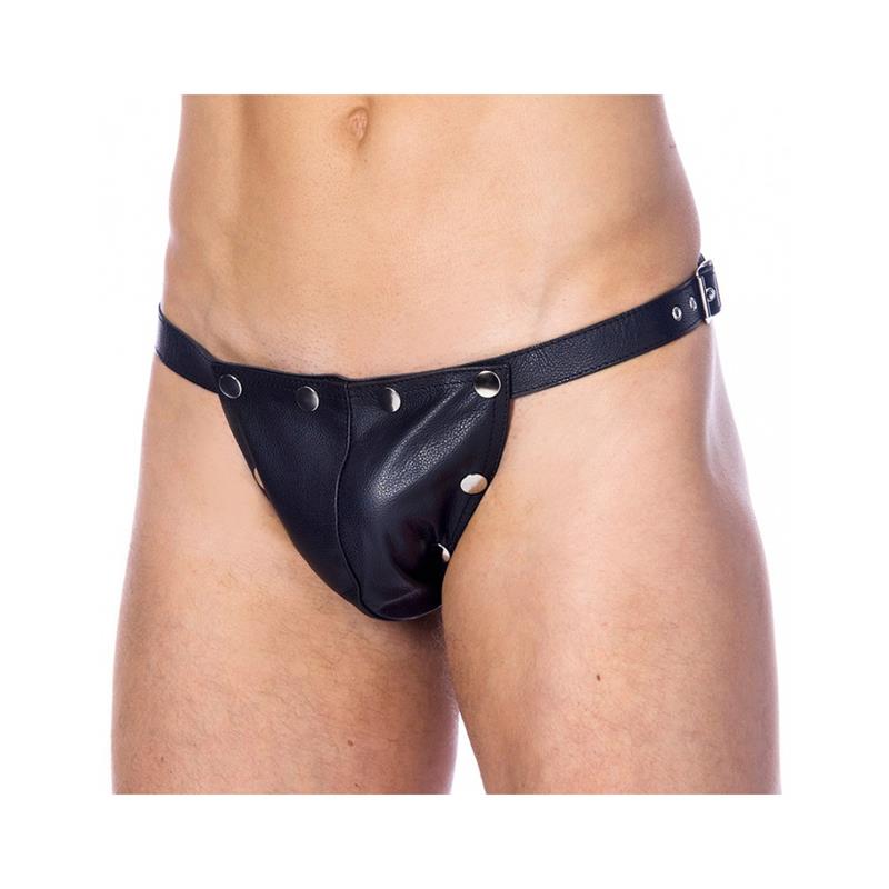 BONDAGE PLAY - LEATHER ADJUSTABLE BRIEFS ONE SIZE