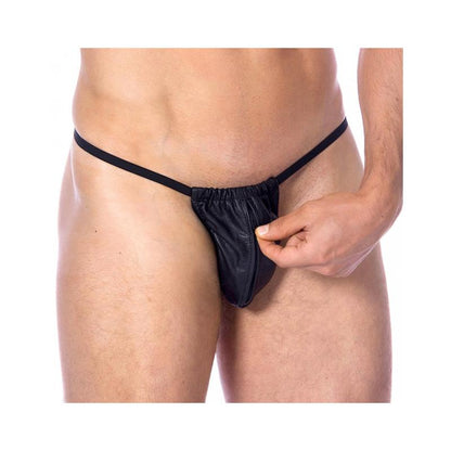 BONDAGE PLAY - LEATHER ADJUSTABLE G-STRING ONE SIZE
