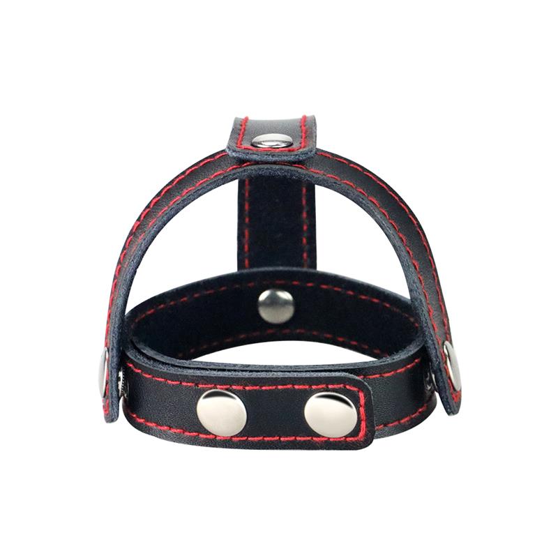 LOVETOY - LEATHER COCK RING WITH BALL DIVIDER