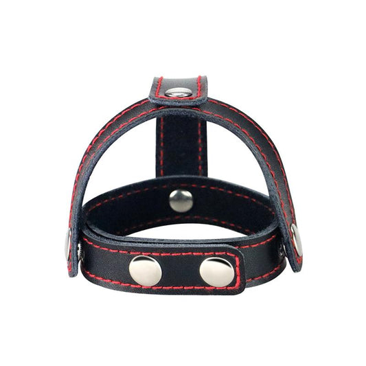 LOVETOY - LEATHER COCK RING WITH BALL DIVIDER