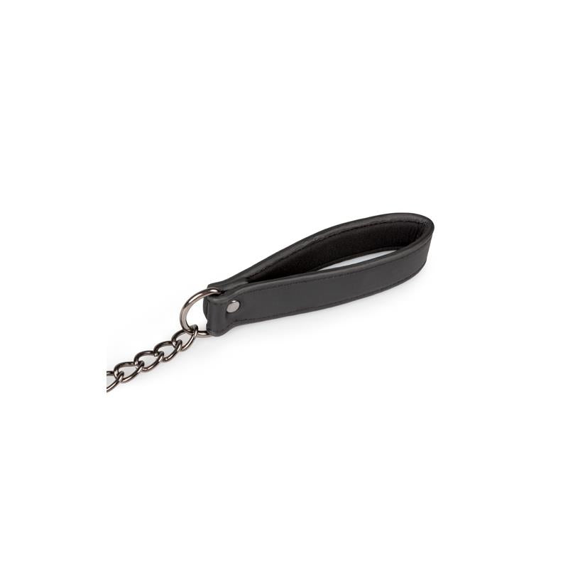 EASYTOYS - LEATHER COLLAR WITH NIPPLE CHAINS
