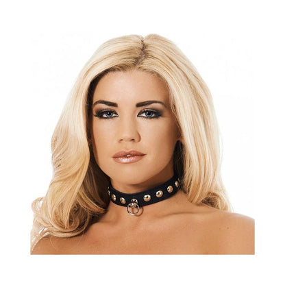 BONDAGE PLAY - LEATHER COLLAR WITH RIVETS