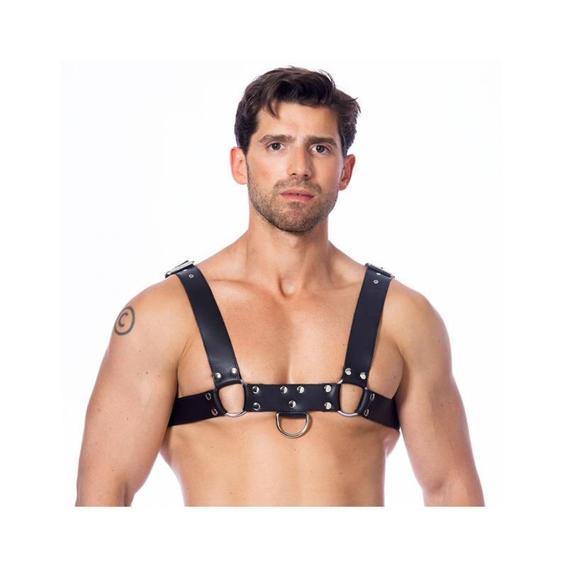 JUEGOS DE BONDAGE - ARNÉS DE CUERO EN CRUZ