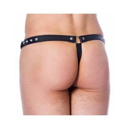 BONDAGE PLAY - LEATHER G-STRING ADJUSTABLE WITH OPPENING