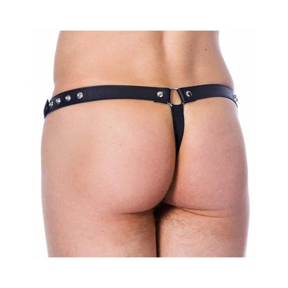 BONDAGE PLAY - LEATHER G-STRING ADJUSTABLE WITH RIVETS