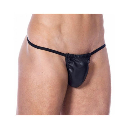 BONDAGE PLAY - LEATHER G-STRING ELASTIC ONE SIZE