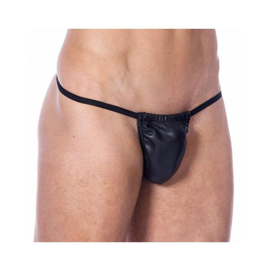 BONDAGE PLAY - LEATHER G-STRING ELASTIC ONE SIZE