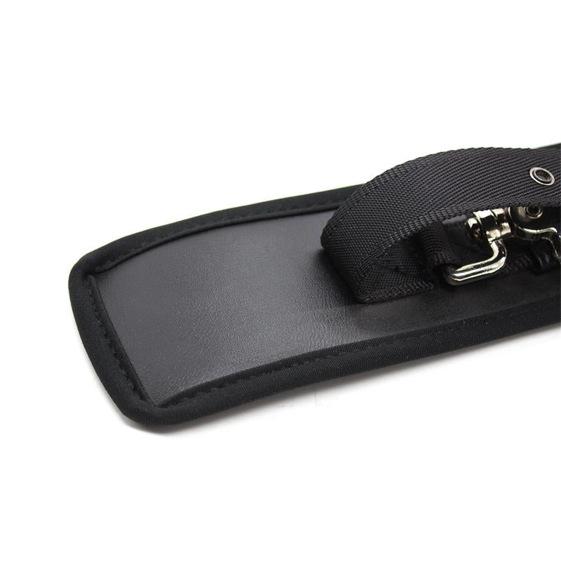 LATETOBED BDSM LINE - LEATHER HANDCUFFS WITH BIG HOOPS BLACK