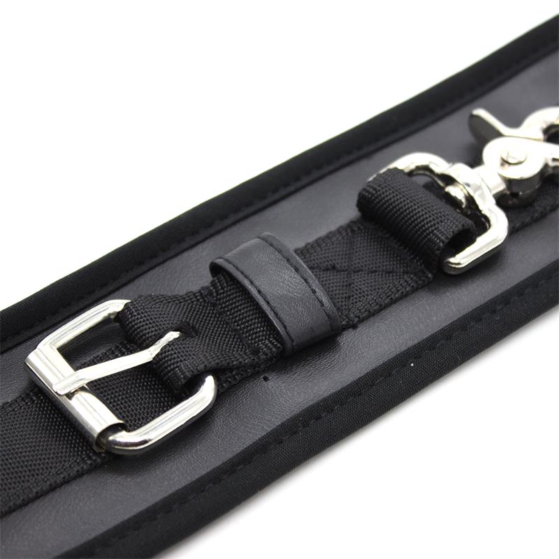 LATETOBED BDSM LINE - LEATHER HANDCUFFS WITH BIG HOOPS BLACK