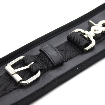 LATETOBED BDSM LINE - LEATHER HANDCUFFS WITH BIG HOOPS BLACK