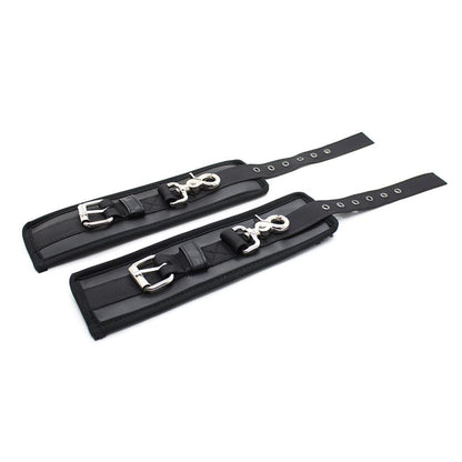 LATETOBED BDSM LINE - LEATHER HANDCUFFS WITH BIG HOOPS BLACK