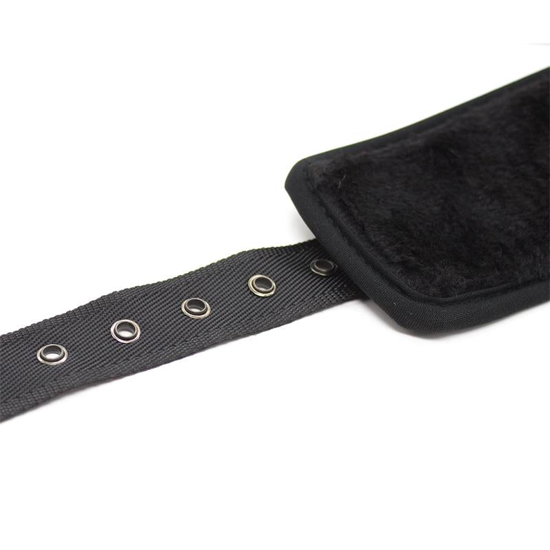 LATETOBED BDSM LINE - LEATHER HANDCUFFS WITH BIG HOOPS BLACK