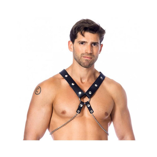 BONDAGE PLAY - LEATHER HARNESS WITH CHAINS