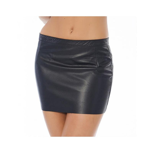 BONDAGE PLAY - LEATHER MINI SKIRT WITH ZIPPER