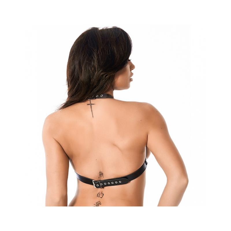 BONDAGE PLAY - LEATHER OPEN BRA ADJUSTABLE