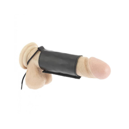 BONDAGE PLAY - LEATHER PENIS TUBE ADJUSTABLE
