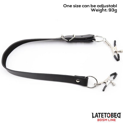 LATETOBED BDSM LINE - LEG BONDAGE STRAP WITH CLITORIS CLAMPS