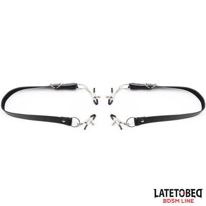 LATETOBED BDSM LINE - LEG BONDAGE STRAP WITH CLITORIS CLAMPS