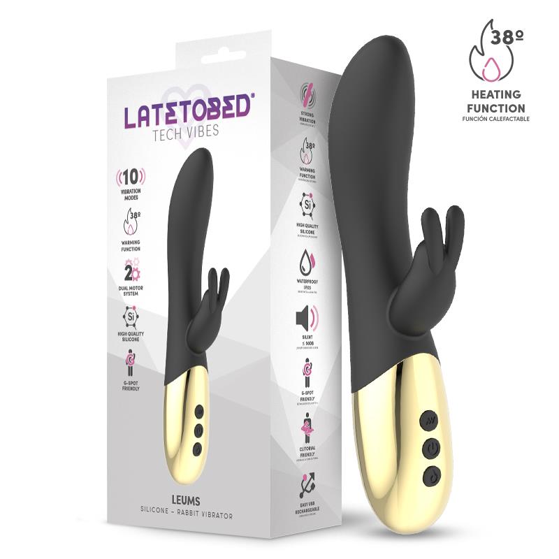 LATETOBED - VIBROMASSEUR LAPIN LEUMS AVEC FONCTION CHAUFFANTE POINT G MAGNÉTIQUE USB